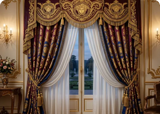 Rèm Versace kèm diềm hoàng gia